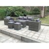Fimous Wicker Rattan Garden Furniture Sofa Sets Outdoor Patio Coffee Table With Stools grey mixed
