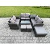Fimous Outdoor Garden Furniture Sets 9 Seater Wicker Rattan Furniture Sofa Sets with Rectangular Coffee Table Love Sofa 3 Footstools Side Table Dark Grey Mixed