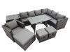 Fimous Rattan garden furniture Patio Furniture Sets with Dining Table Side Table 3 Stools Dark Grey Mixed