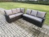 Fimous 10 Seat Rattan Garden Furniture Corner Sofa Set Outdoor Patio Sofa Chair Table Set with 2 Small Footstools Dark Grey Mixed
