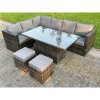 Fimous 8 Seat Dark Mixed Grey Rattan Garden Furniture Corner Sofa Set Adjustable Dining Or Coffee Table Left Side