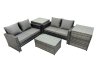 Fimous PE Rattan Garden Furniture Set Lounge Double Seat Sofa Coffee Table Set with 2 Side Tables Dark Grey MixedMixed