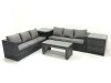 Fimous Garden Outdoor Rattan Furniture Set with Sofa Coffee table 2 Side Tables Dark Grey Mixed