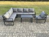 Fimous Aluminium Garden Furniture Set Outdoor Indoor Lounge Corner Sofa Chair Oblong Coffee Table Sets Dark Grey 7 Seater