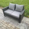 Fimous High Back Rattan 2 Seater Loveseat Sofa Double Seat Patio Outdoor Garden Furniture With Thick Seat And Back Cushion
