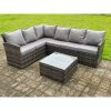 High Back Dark Mixed Grey Rattan Corner Sofa Set Outdoor Furniture Square Coffee Table 6 Seater