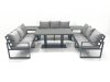 Fimous 9 Seater Garden Sofa Set Aluminium Furniture Rising Dining Tabe Set with 2 Side Tables Dark Grey