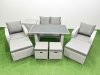Fimous 8 Seater Patio Garden Furniture Sets with Dining Table Love Sofa Side Table 4 Stools Light Grey