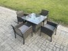 Fimous Wicker PE Outdoor Rattan Garden Furniture Arm Chair And Table Dining Sets 4 Seater Square Dining Table Dark Grey Mixed