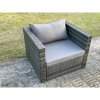 Fimous Outdoor Rattan Single Sofa Chair Garden Furniture With Seat and Back Cushion Dark Grey Mixed