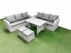 Fimous Patio Dining Table & Chairs Set Rattan High Back Lounge Sofa Set with 3 Seater Sofa 2 Small Stool Light Grey