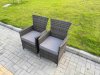 Fimous 5-Piece PE Rattan Garden Furniture 4 Seater Garden Big Round Table and Chairs for Patio Dark Grey Mixed
