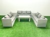 Fimous Rattan Garden Outdoor Furniture Set 9 Seater Garden Sofa Oblong Coffee Table Set Light Grey Mixed