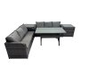 Fimous 6 Seat Outdoor Wicker PE Rattan Garden Furniture Set Dining Table Sofa Set with 2 Side Tables Dark Grey Mixed