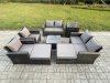 Fimous Outdoor Garden Furniture Sets 8 Pieces Wicker Rattan Furniture Manual Wicker Patio Sofa Patio Conversation Set with 2 Big Footstool Side Table Dark Grey Mixed
