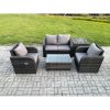 Fimous 5 PC Outdoor PE Rattan Garden Furniture Set Wicker Love Sofa Coffee Table 2 Armchair Side Table Dark Grey Mixed