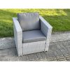 Fimous Rattan Outdoor Garden Funiture Set Height Adjustable Rising Lifting Table Sofa Dining Set with 2 Armchairs 2 Side Tables Footstools