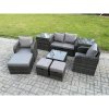Fimous Rattan Garden Furniture Set Patio Conservatory Indoor Outdoor 9 Piece Set with Love Sofa Square Coffee Table 3 Footstools 2 Side Tables