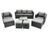 Fimous Outdoor Rattan Garden Furniture Set 9 Seater Patio Lounge Sofa Set with Armchair Square Coffee Table 4 Footstool Dark Grey Mixed
