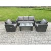 Fimous Outdoor Garden Furniture Sets 5 Seater Wicker Rattan Furniture Sofa Sets with Rectangular Coffee Table Reclining Chair 3 Seater Sofa