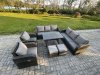Fimous 10 Seater Rattan Outdoor Garden Furniture Sofa Set Patio Table & Chairs Set with 3 Seater Sofa Rectangular Dining Table 2 Small Footstool Dark Grey Mixed