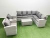 Fimous Garden Outdoor PE Rattan Furniture Set 8 Seater Rattan Garden Sofa Set with 2 Light Grey Mixed