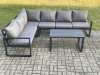 Fimous Aluminium Garden Furniture Set Outdoor Indoor Lounge Corner Sofa Oblong Coffee Table Sets Dark Grey 6 Seater