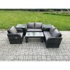 Fimous Rattan Outdoor Garden Furniture Sofa Set Patio Table & Chairs Set with 2 Side Tables Dark Grey Mixed