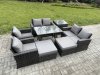 Fimous Garden Furniture Sets 8 Pieces Wicker Rattan Furniture Manual Wicker Patio Sofa Patio Conversation Set with 2 Big Footstool Side Table Dark Grey Mixed