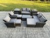 Fimous Garden Furniture Sets 10 Pieces Outdoor Rattan Furniture Manual Wicker Patio Sofa Chair Set with Coffee Table 3 Footstools 2 Side Tables Dark Grey Mixed