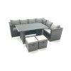 Fimous Outdoor Lounge Rattan Corner Sofa Set 6 Seater Garden Furniture with Small FootStools