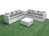 Fimous Rattan Garden Outdoor Furniture Set 6 Seater Rattan Garden Sofa Set Light Grey Mixed