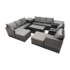 Fimous Rattan Garden Outdoor Furniture Set 3 Seater Sofa Reclining Chair Coffee Table with 4 Footstools 2 Side Tables Dark Grey Mixed