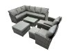Fimous 11 Seat Poly Rattan Outdoor Patio Coffee Table Corner Sofa Set with 3 Stools 2 Chairs for Garden Backyard Dark Grey Mixed