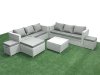 Fimous Rattan Garden Outdoor Furniture Set 9 Seater Rattan Garden Sofa Set with 3 Footstools Light Grey Mixed