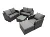 Fimous Rattan Garden Outdoor Furniture Set Love Sofa Square Coffee Table Set with Big Stool Dark Grey Mixed