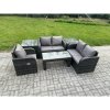 Fimous Rattan Outdoor Garden Furniture Sofa Set Patio Table & Chairs Set with 2 Side Tables Dark Grey Mixed