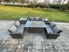 Fimous High Back Rattan Garden Furniture Sofa Sets with Outdoor Furniture Gas Firepit Dining Table Set 2 Side Tables Dark Grey Mixed