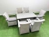 Fimous Rattan Garden Furniture Set with Rectangular Dining Table And Dining Chairs 6 Seater Light Grey Mixed