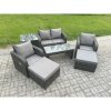 Fimous Outdoor Lounge Sofa Set Wicker PE Rattan Garden Furniture Set with Reclining Chair Coffee Table Side Table 2 Big Footstool Dark Grey Mixed