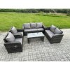 Fimous Patio Garden Furniture Sets Wicker 7 Seater Outdoor Rattan Furniture Sofa Sets with Rectangular Coffee Table Reclining Chair Love seat Sofa