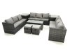 Fimous Outdoor Garden Furniture Set 11 Seater Rattan Sofa Set with Coffee Table 2 Small Footstools 2 Side Tables Dark Grey Mixed