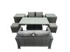 Fimous Outdoor Love Sofa Set 6 Seat Rattan Garden Furniture Set with Adjustable Lifting Dining or Coffee Table Dark Grey Mixed