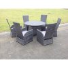 Fimous Dark Grey Mixed Outdoor Wicker Rattan Garden Furniture Reclining Chair And Table Dining Sets 6 Seater Round Table