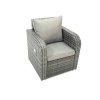 Fimous Outdoor Garden Furniture Set Rattan Sofa Dining Table Set with Reclining Chair 2 Big Footstool Side Table Dark Grey Mixed