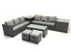 Fimous Garden Outdoor Rattan Furniture Set with Sofa Coffee table 2 Small Footstools 2 Side Tables Dark Grey Mixed