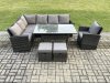 Fimous 9 Seater Garden Rattan Furniture Corner Dining Set with 2 Small Footstools Armchair Indoor Outdoor Lounge Sofa Set