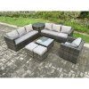 Fimous 9 Seater Rattan Garden Furniture Sofa Set with Armchair Side Table Square Coffee Table 2 Small Footstools Indoor Side Table Outdoor Rattan Set Dark Grey Mixed