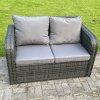 Fimous 2 Seater Curved Arm Rattan Love Sofa Patio Outdoor Garden Furniture With Cushion