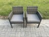 Fimous Wicker PE Outdoor Rattan Garden Furniture Arm Chair And Table Dining Sets 4 Seater Square Dining Table Dark Grey Mixed